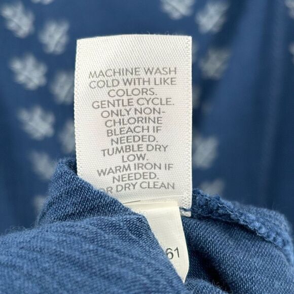 J. Jill Floral Embroidered Peasant Tunic Blue Batik Print Dress Small - Picture 8 of 12